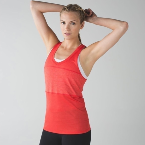 Sz8 Lululemon Pedal to the Medal Singlet in Alarming/heathered alarming VGUC - Picture 1 of 12